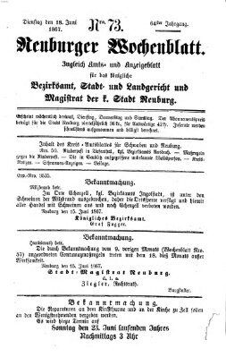 Neuburger Wochenblatt Dienstag 18. Juni 1867