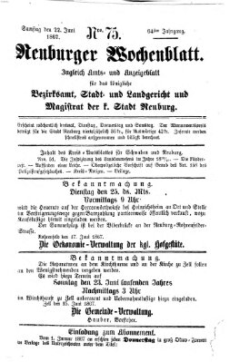 Neuburger Wochenblatt Samstag 22. Juni 1867