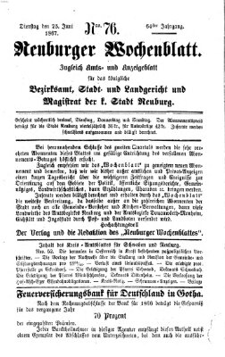 Neuburger Wochenblatt Dienstag 25. Juni 1867