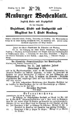 Neuburger Wochenblatt Dienstag 2. Juli 1867