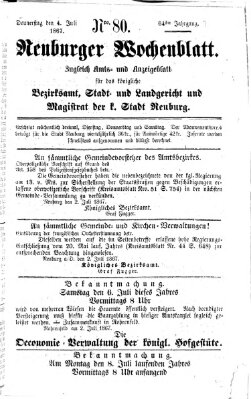 Neuburger Wochenblatt Donnerstag 4. Juli 1867