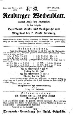 Neuburger Wochenblatt Donnerstag 11. Juli 1867