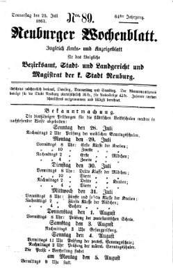 Neuburger Wochenblatt Donnerstag 25. Juli 1867