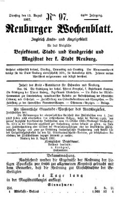 Neuburger Wochenblatt Dienstag 13. August 1867