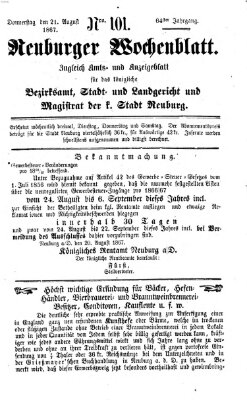 Neuburger Wochenblatt Mittwoch 21. August 1867