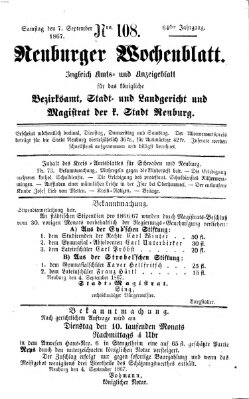 Neuburger Wochenblatt Samstag 7. September 1867