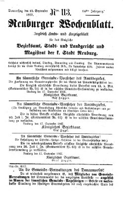 Neuburger Wochenblatt Donnerstag 19. September 1867