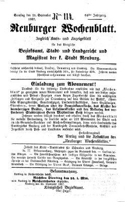 Neuburger Wochenblatt Samstag 21. September 1867