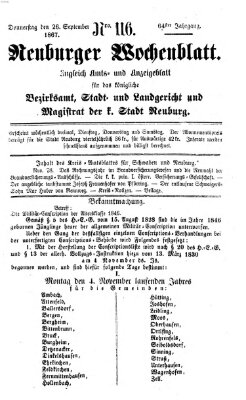 Neuburger Wochenblatt Donnerstag 26. September 1867