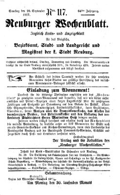 Neuburger Wochenblatt Samstag 28. September 1867