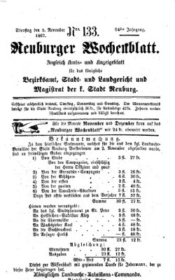 Neuburger Wochenblatt Dienstag 5. November 1867