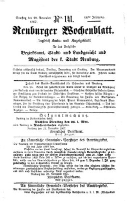 Neuburger Wochenblatt Samstag 23. November 1867