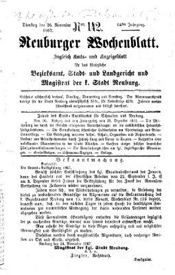 Neuburger Wochenblatt Dienstag 26. November 1867