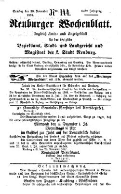 Neuburger Wochenblatt Samstag 30. November 1867