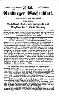 Neuburger Wochenblatt Samstag 21. Dezember 1867