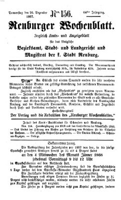 Neuburger Wochenblatt Donnerstag 26. Dezember 1867