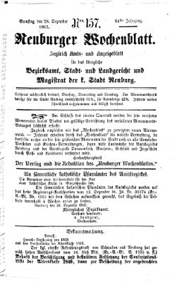 Neuburger Wochenblatt Samstag 28. Dezember 1867