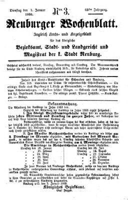 Neuburger Wochenblatt Dienstag 7. Januar 1868