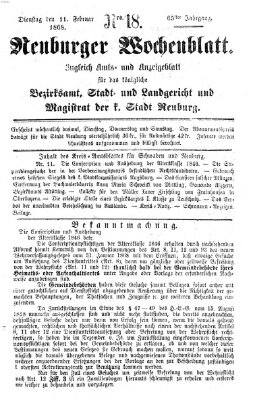 Neuburger Wochenblatt Dienstag 11. Februar 1868