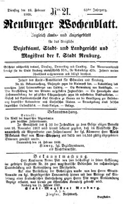 Neuburger Wochenblatt Dienstag 18. Februar 1868