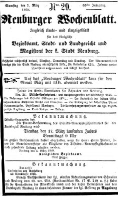 Neuburger Wochenblatt Samstag 7. März 1868