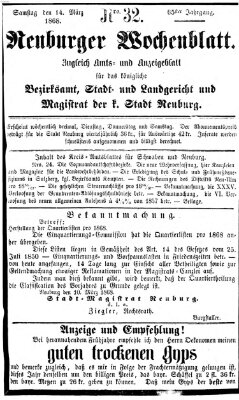 Neuburger Wochenblatt Samstag 14. März 1868