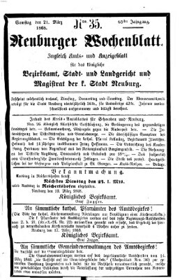 Neuburger Wochenblatt Samstag 21. März 1868