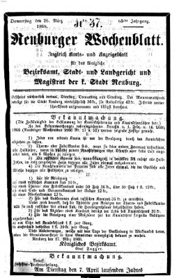 Neuburger Wochenblatt Donnerstag 26. März 1868