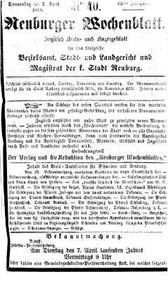 Neuburger Wochenblatt Donnerstag 2. April 1868