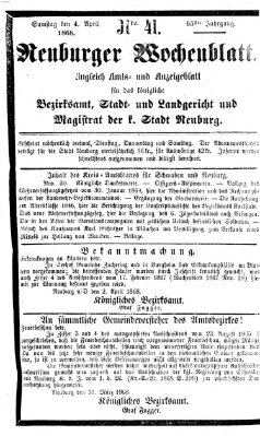 Neuburger Wochenblatt Samstag 4. April 1868