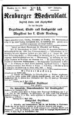 Neuburger Wochenblatt Samstag 11. April 1868