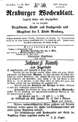 Neuburger Wochenblatt Donnerstag 23. April 1868