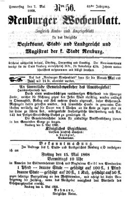 Neuburger Wochenblatt Donnerstag 7. Mai 1868