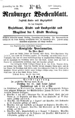 Neuburger Wochenblatt Donnerstag 28. Mai 1868