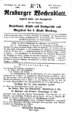 Neuburger Wochenblatt Donnerstag 18. Juni 1868