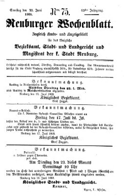 Neuburger Wochenblatt Samstag 20. Juni 1868