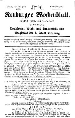 Neuburger Wochenblatt Dienstag 23. Juni 1868