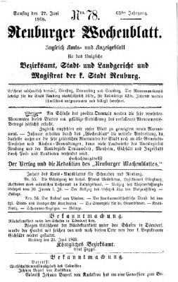 Neuburger Wochenblatt Samstag 27. Juni 1868