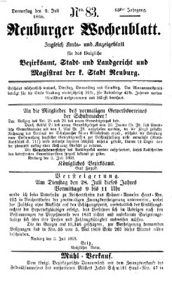 Neuburger Wochenblatt Donnerstag 9. Juli 1868