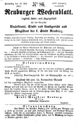 Neuburger Wochenblatt Donnerstag 16. Juli 1868