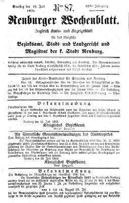 Neuburger Wochenblatt Samstag 18. Juli 1868