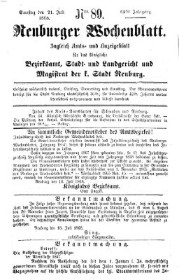 Neuburger Wochenblatt Dienstag 21. Juli 1868