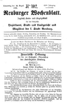 Neuburger Wochenblatt Donnerstag 20. August 1868