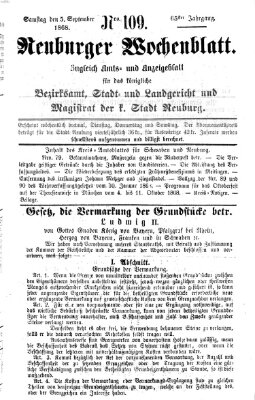 Neuburger Wochenblatt Samstag 5. September 1868