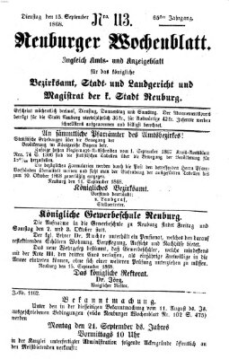 Neuburger Wochenblatt Dienstag 15. September 1868