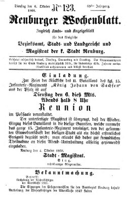 Neuburger Wochenblatt Dienstag 6. Oktober 1868