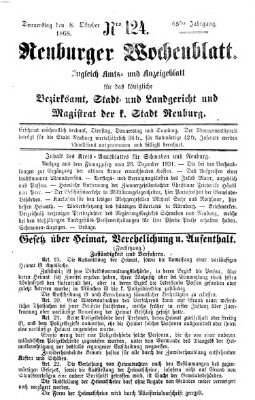 Neuburger Wochenblatt Donnerstag 8. Oktober 1868