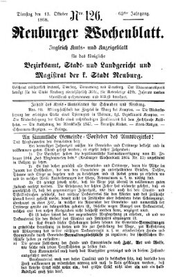 Neuburger Wochenblatt Dienstag 13. Oktober 1868