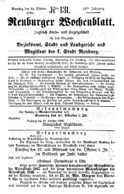 Neuburger Wochenblatt Samstag 24. Oktober 1868