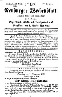 Neuburger Wochenblatt Dienstag 27. Oktober 1868